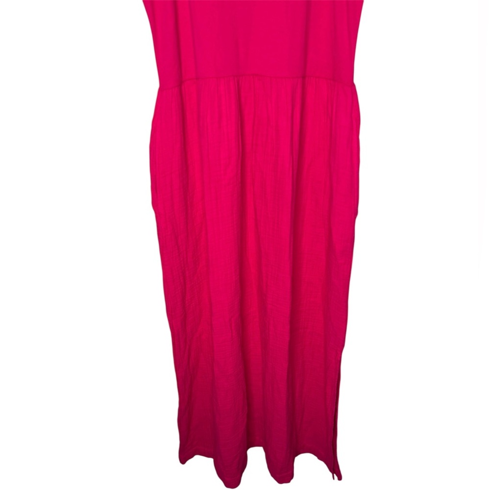 NWT Loft Beach Triple Cloth Mixed Media Maxi Pocket Dress Size XL Hot Pink - Picture 8 of 12